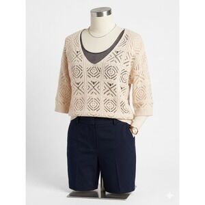 DOKOTOO Pullover Cardigan Cream‎ Crochet M Indie Bohemian Boho Vintage Inspired